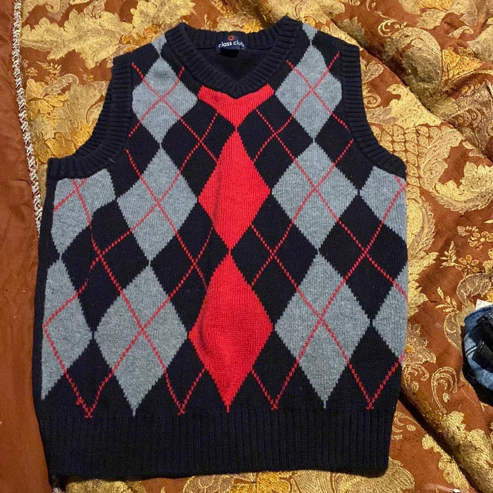 Boys 14/16 sweater Red/Black/Silver